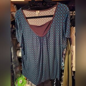 Blue Patterned Women's Top